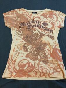 Women's Orange Eagle HARLEY DAVIDSON Bling Shirt